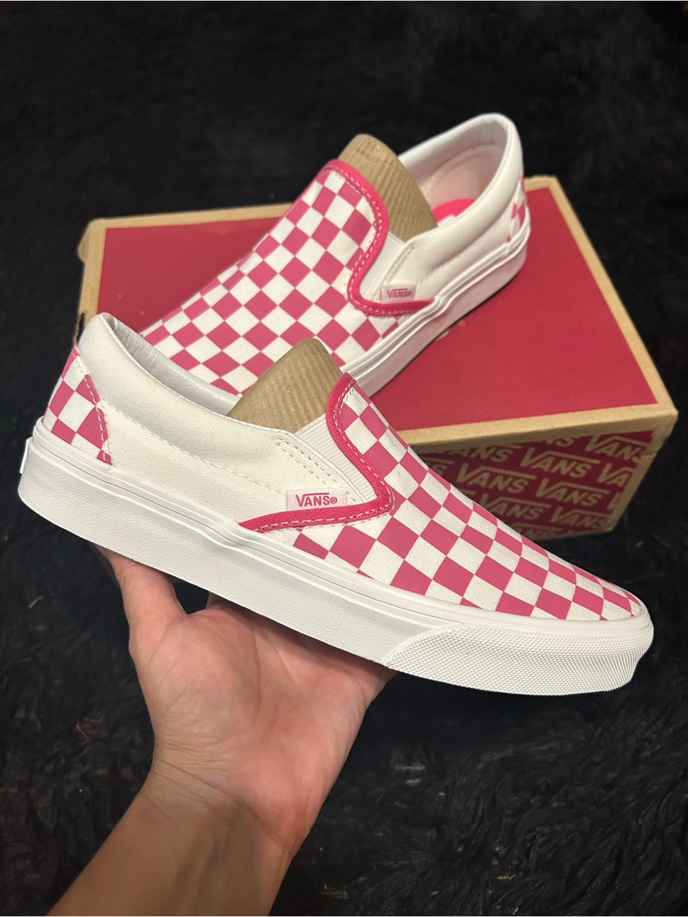 VANS off the wall checkerboard pink slip on shoes sneakers women’s 8.5 new